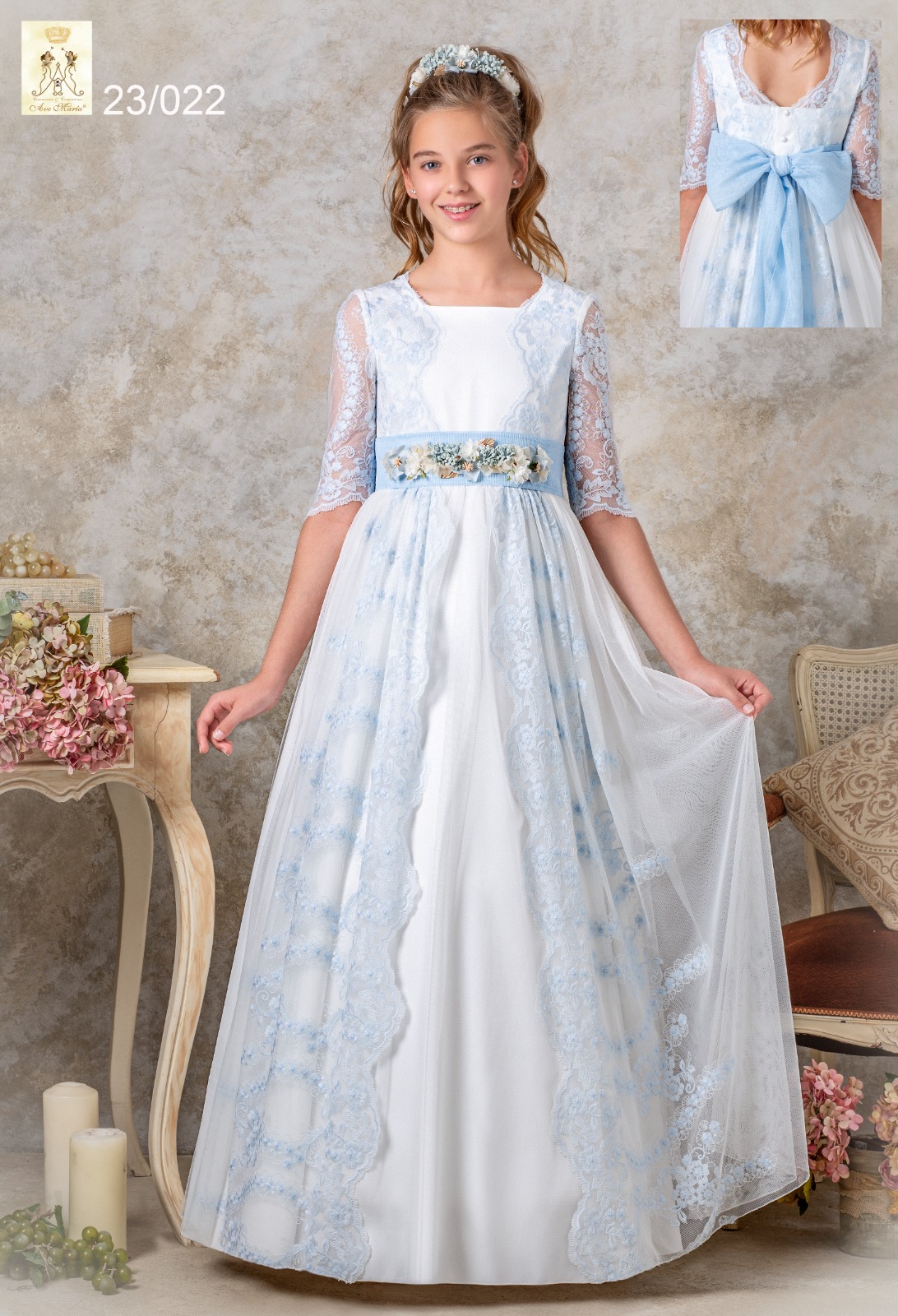 Vestido comunión celeste